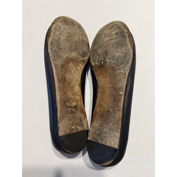 Gucci Charlotte Nero Black Nappa Leather GG Ballet Flats Vintage Women's 38 - Picture 10 of 10